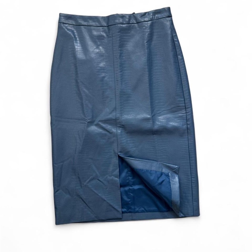 Anthropologie Blue Faux Leather Midi Skirt (Size M β NWT) - Picture 2 of 6